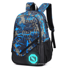 Custom High School Boys Girls Water Resistant Nylon Full Print Luminous Laptop Backpack Bags